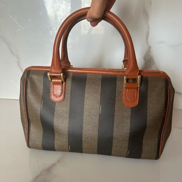 Fendi Vintage Pecan Canvas Coated Boston Bag - Picture 5 of 16